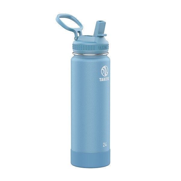 Takeya 24 oz (700ml) Actives Insulated Water Bottle With Straw Lid-ter&auml;ksinen juomapullo (Bluestone)